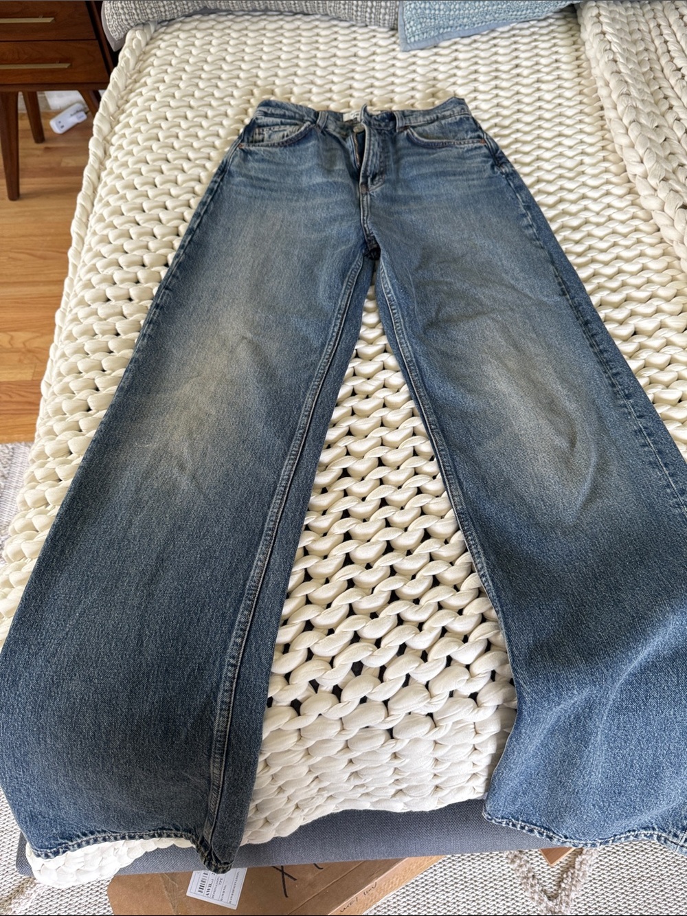 Reformation Wide-Leg Jeans in Medium Blue Wash